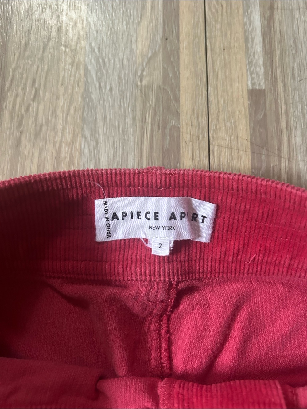 Apiece Apart Marston High-Waist Straight Pink Corduroy Button-Front Pants Size 2 - Picture 7 of 9
